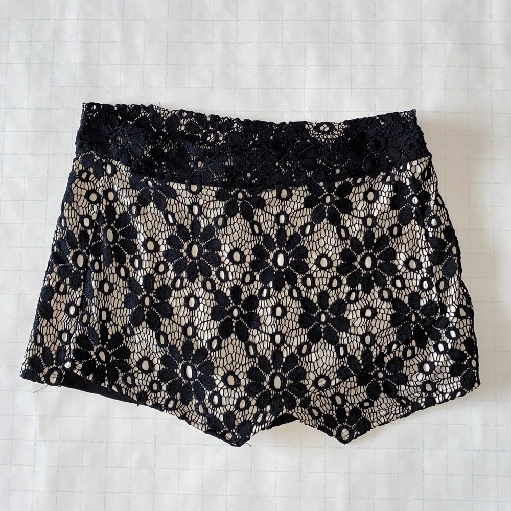black and white lace skirt